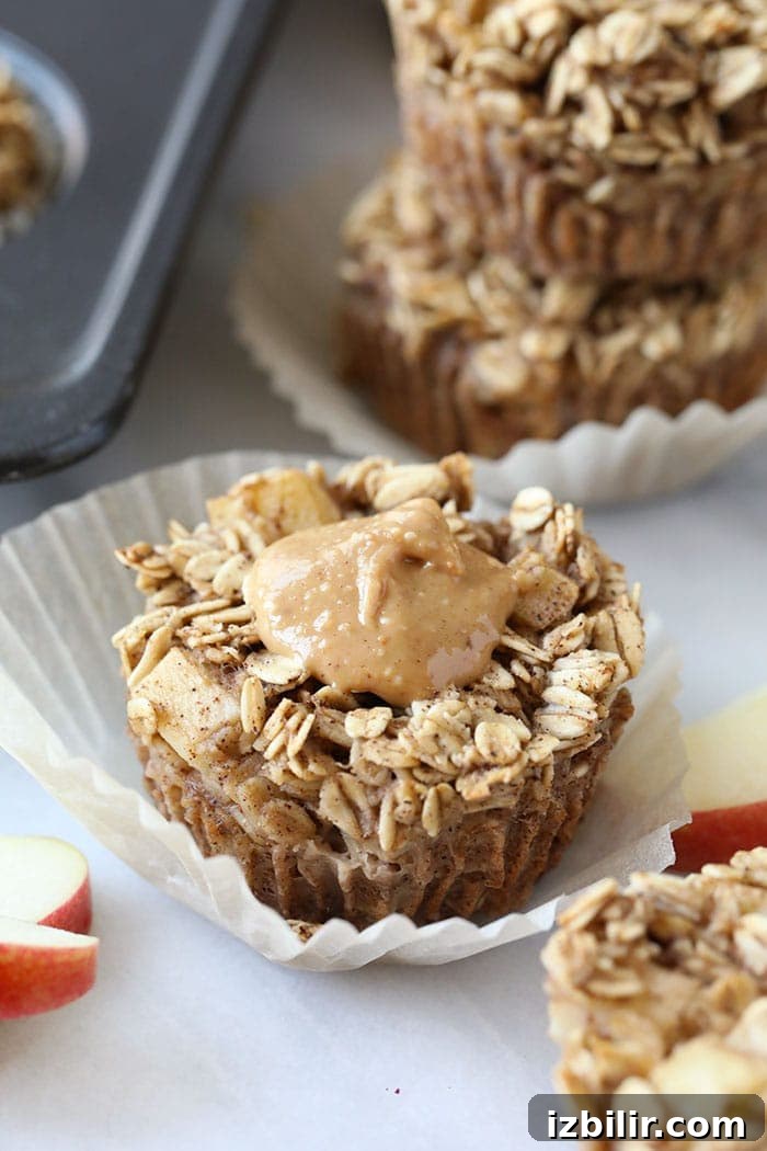 baked apple oatmeal with peanut butter