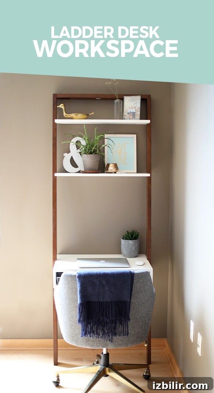 Workspace Tour: Welcome Home, DaFunkShow 3 This amazing ladder desk is the perfect workspace for a small space and super reasonably priced at West Elm!