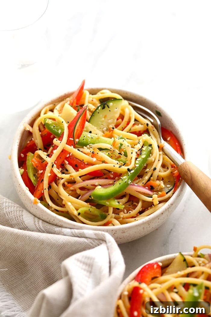 Asian noodle salad in a bowl