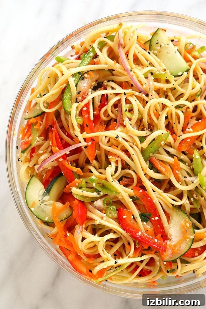 Asian noodle salad in a bowl