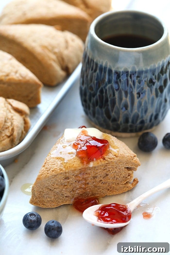 These Honey Whole Wheat Scones from the Love Real Food Cookbook are the perfect base scone recipe to create your own wonderful variation. They are made with white whole wheat flour, honey, and full-fat coconut milk (instead of oil)!