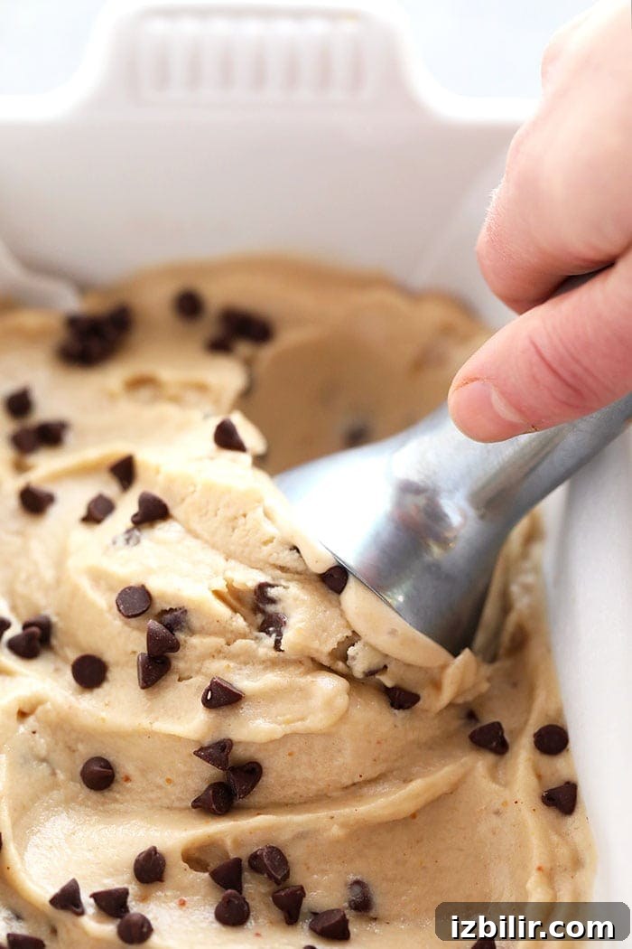 peanut butter banana nice cream being scooped