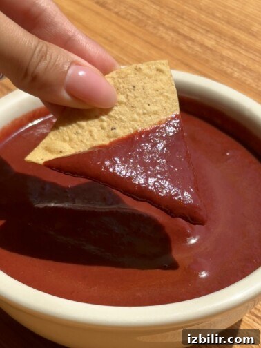Deep red Salsa de Jamaica in a bowl