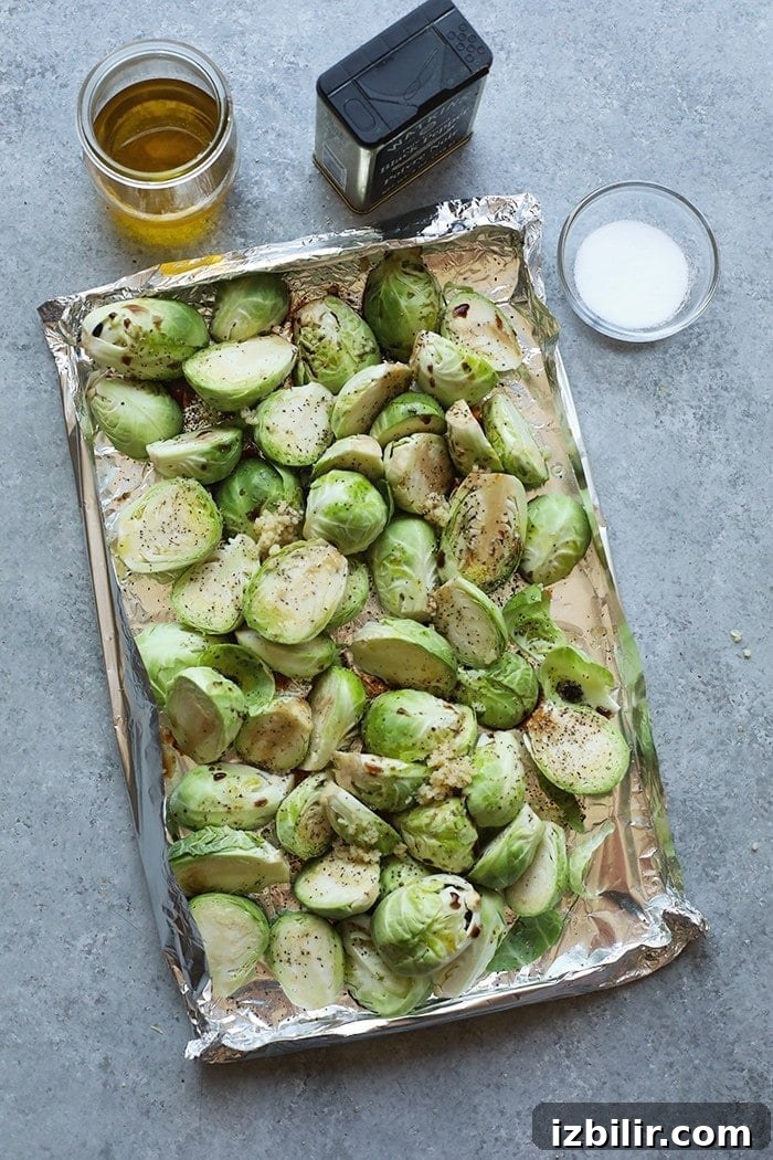 Brussels sprouts in foil boat Brussels sprouts in a foil boat on the grill ready to cook.