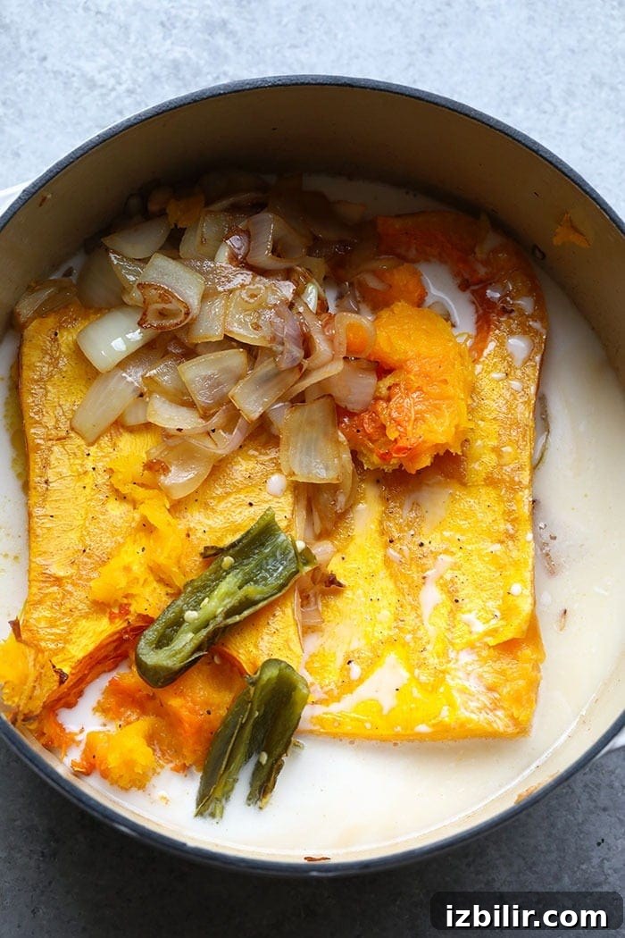 Spicy Roasted Butternut Squash Soup Recipe 4 Creamy butternut squash soup served with sage