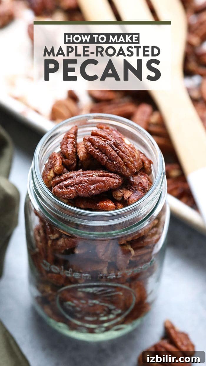 Maple Roasted Pecans maple roasted pecans in jar