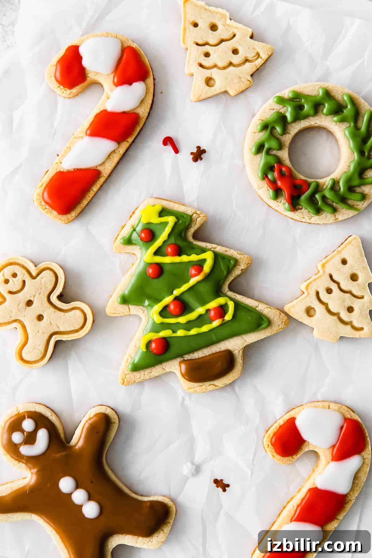 Almond Flour Sugar Cookies on a baking sheet Christmas cookies on baking sheet
