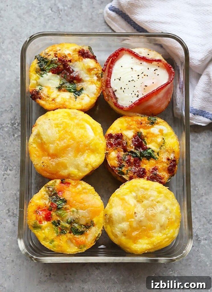 Breakfast egg cups are a high-protein, healthy meal-prep breakfast that you can make every week. Check out our top 4 egg muffin cups! egg cups in meal prep container.