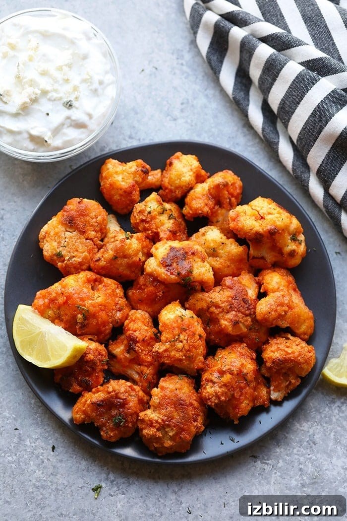 Buffalo cauliflower wings on a plate