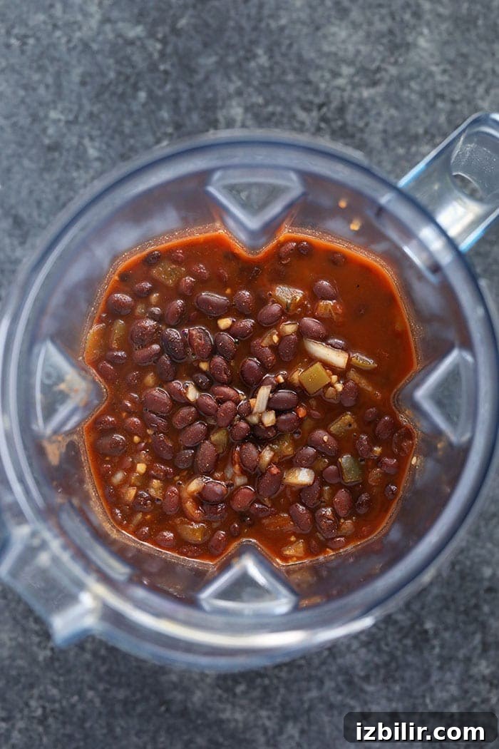 This crock pot black bean soup is an easy and delicious vegetarian soup that is packed with flavor! crock pot black bean soup in a blender