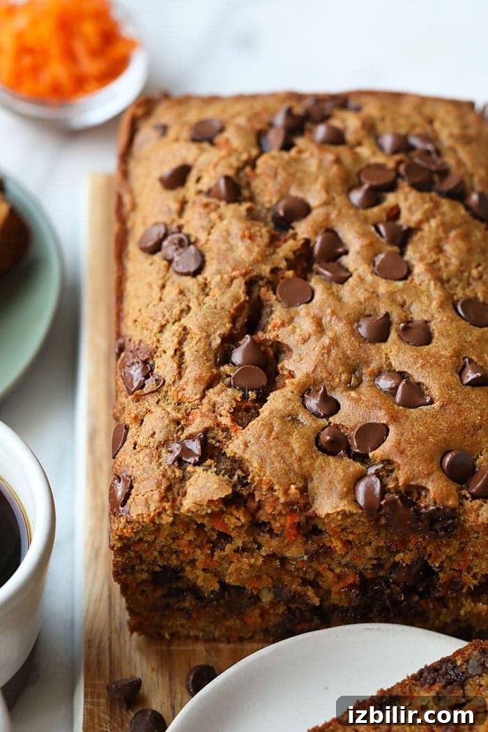 Healthy Chocolate Chip Carrot Cake Loaf chocolate carrot bread