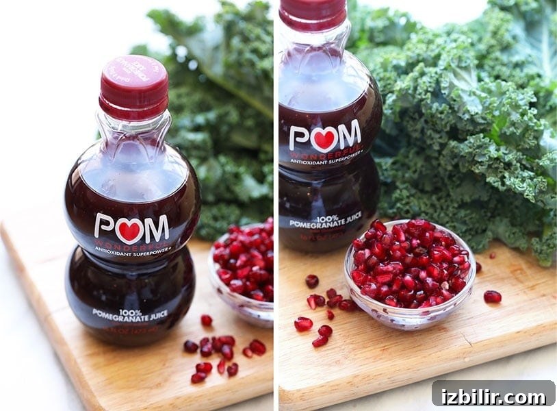Pomegranate and Pear Kale Salad with Pomegranate Vinaigrette POM wonderful