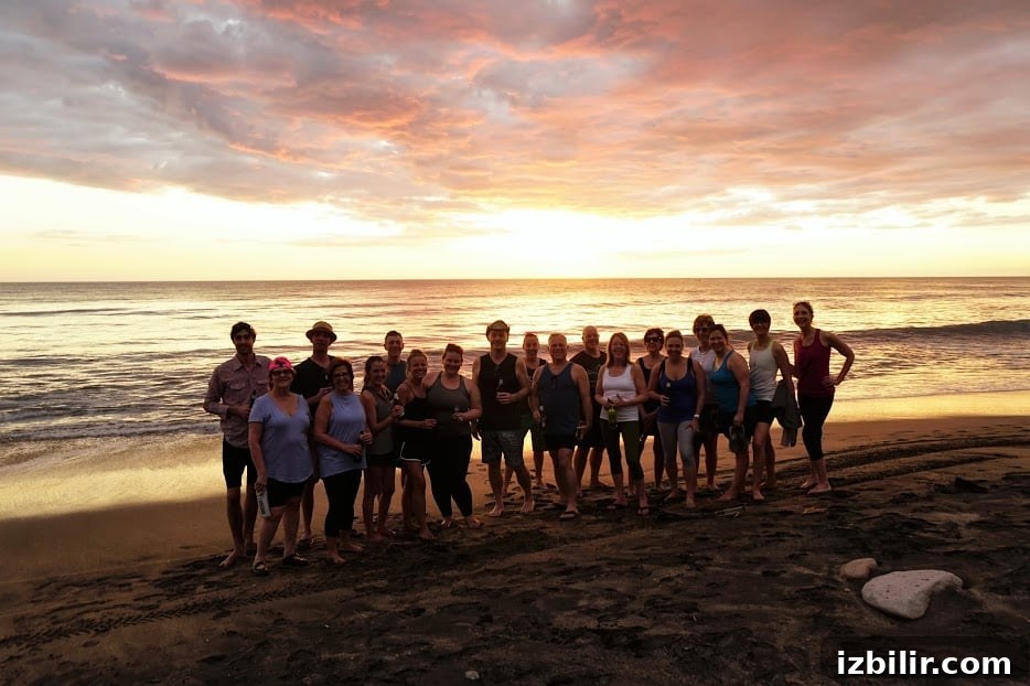 Travel to Nicaragua for a yoga and surf retreat! People on a beach.