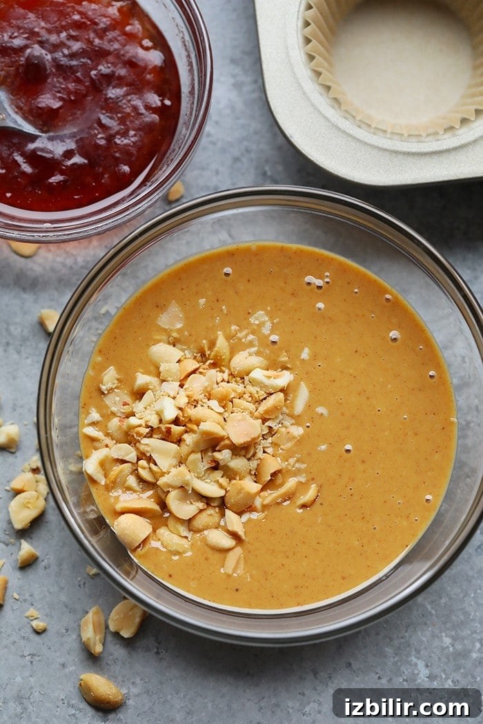 Bowl of peanut butter and jelly fat bomb batter