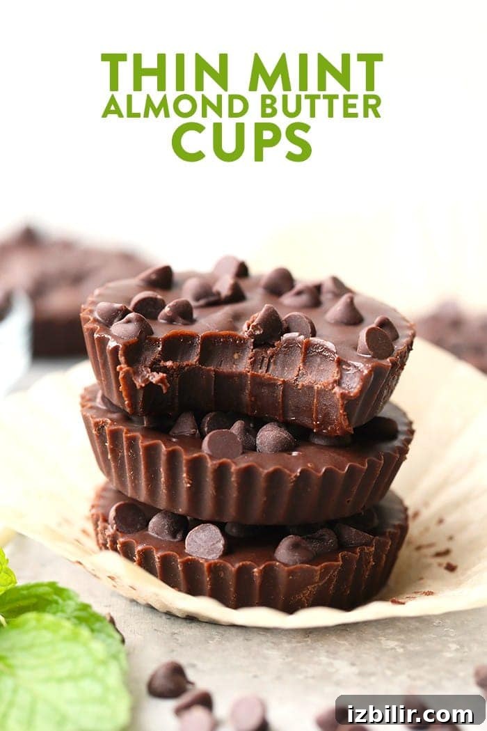 These Thin Mint Almond Butter Cups are refreshing, delicious, and taste like a Thin Mint Girl Scout Cookie! Thin Mint Almond Butter Cups