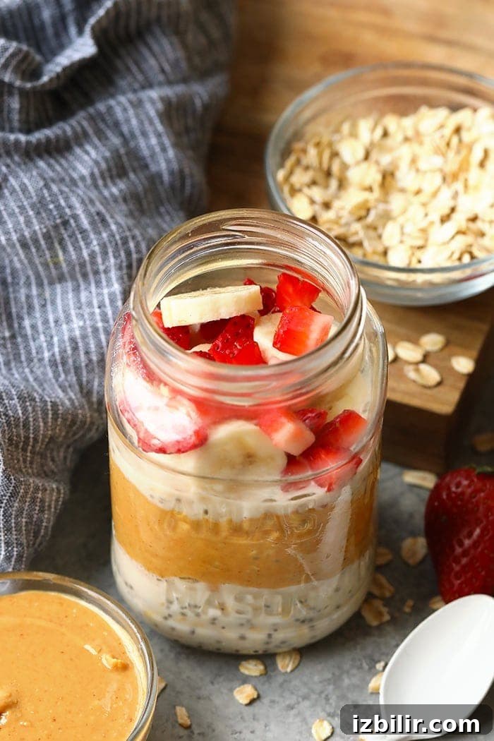 Vegan overnight oats Vegan overnight oats in a jar