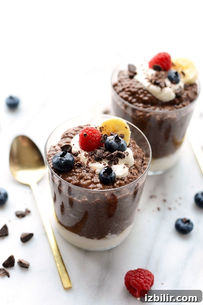 Chocolate chia seed pudding Chia seed pudding in cup