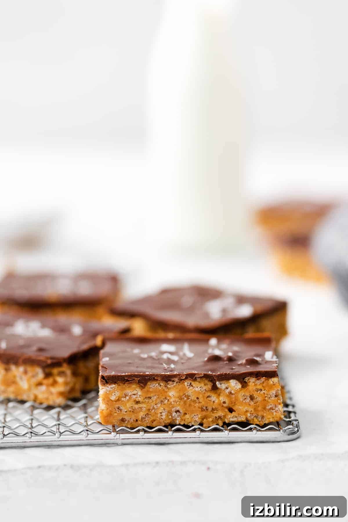 Scotcheroos with sea salt Sliced scotcheroo bars topped with flakey sea salt