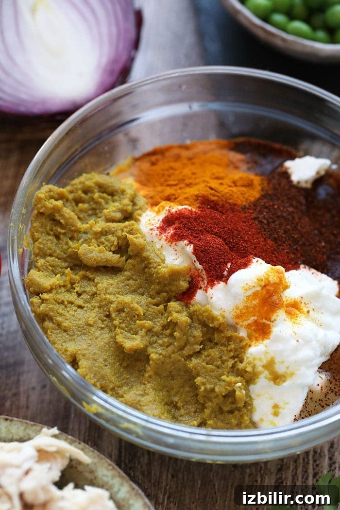 Curried Chicken Salad Recipe 3 Curry sauce for the chicken salad in a bowl