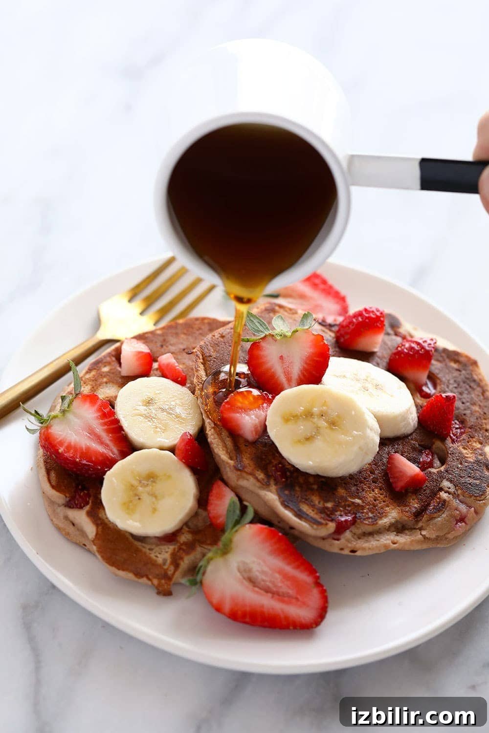 Strawberry pancakes on a plate pancakes on plate
