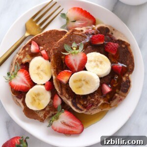 Fluffy Strawberry Pancake Recipe with Fresh Fruit 2 strawberry pancakes