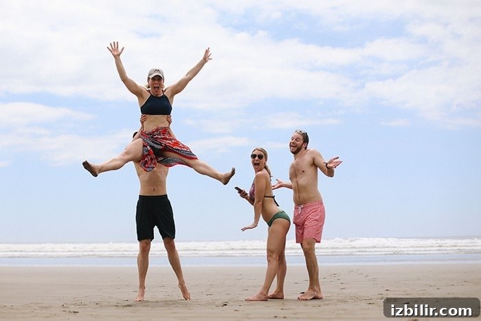 jumping on beach