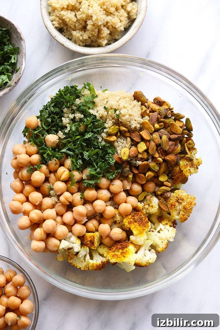 salad ingredients in a mixing bowl