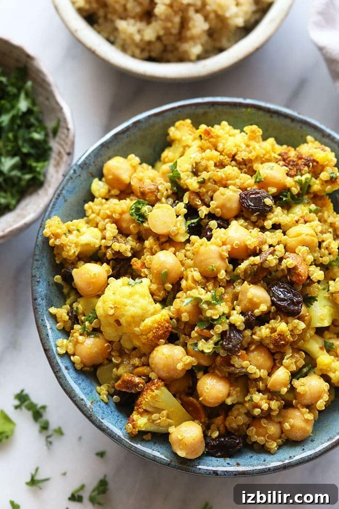 A single serving of the roasted cauliflower salad