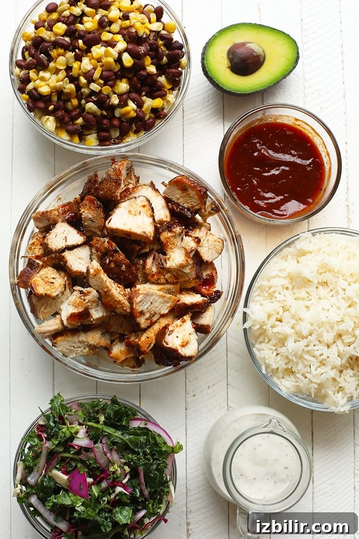 Meal prep these BBQ chicken bowls for healthy lunches Ingredients for BBQ chicken bowls
