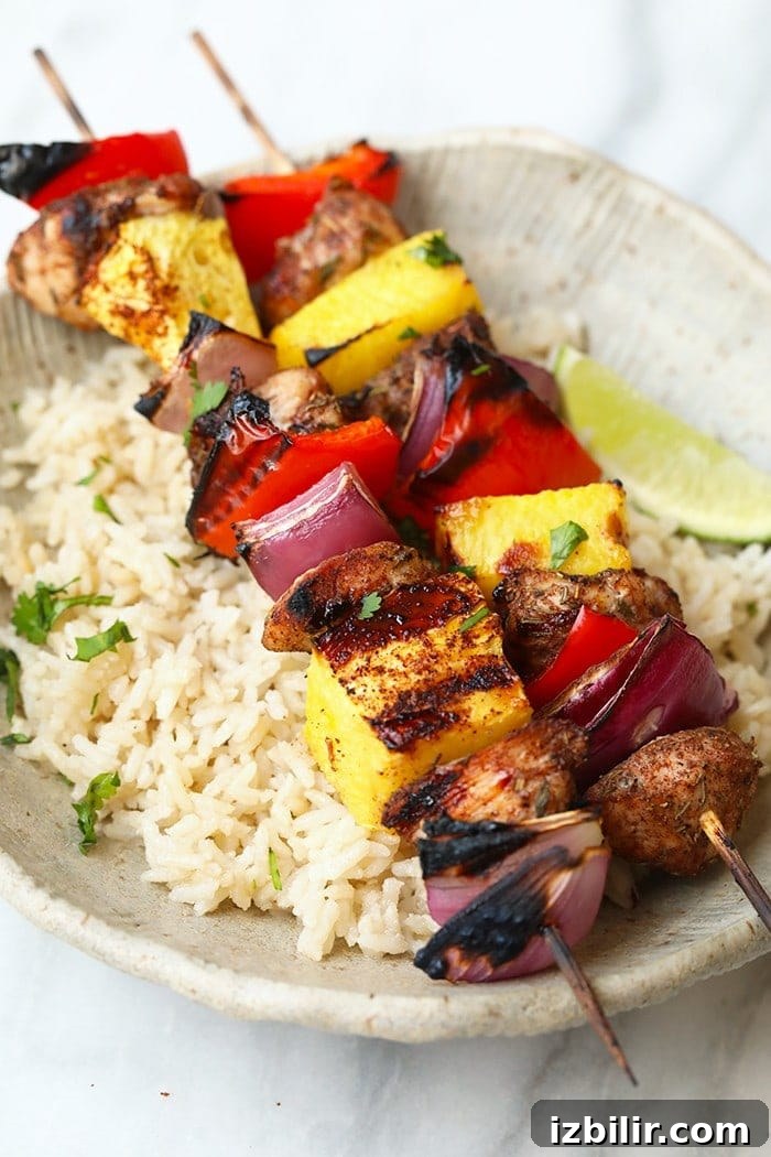 Grilled Pineapple and Jerk Chicken Kebabs Grilled Pineapple and Jerk Chicken Kebabs