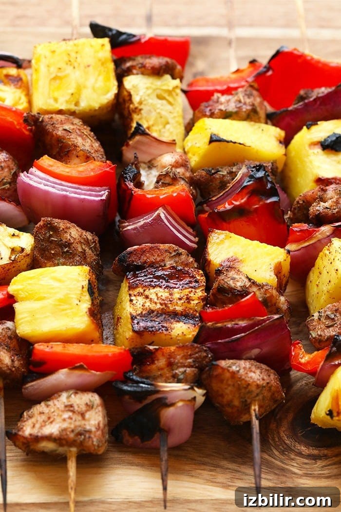Grilled Pineapple and Jerk Chicken Kebabs kebabs