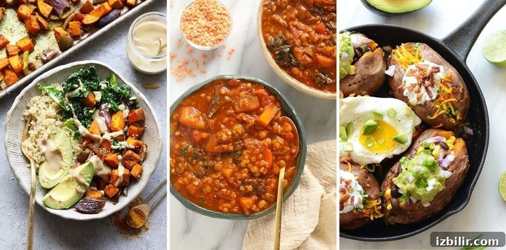 You know we’re all about meal prep recipes at Fit Foodie Finds, and these recipes are perfect for lunches on the go. Not only do sweet potatoes keep well in the fridge. You can easily warm them up without losing texture. Sweet potato lunch recipes