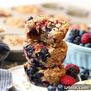 stack of baked oatmeal cups.