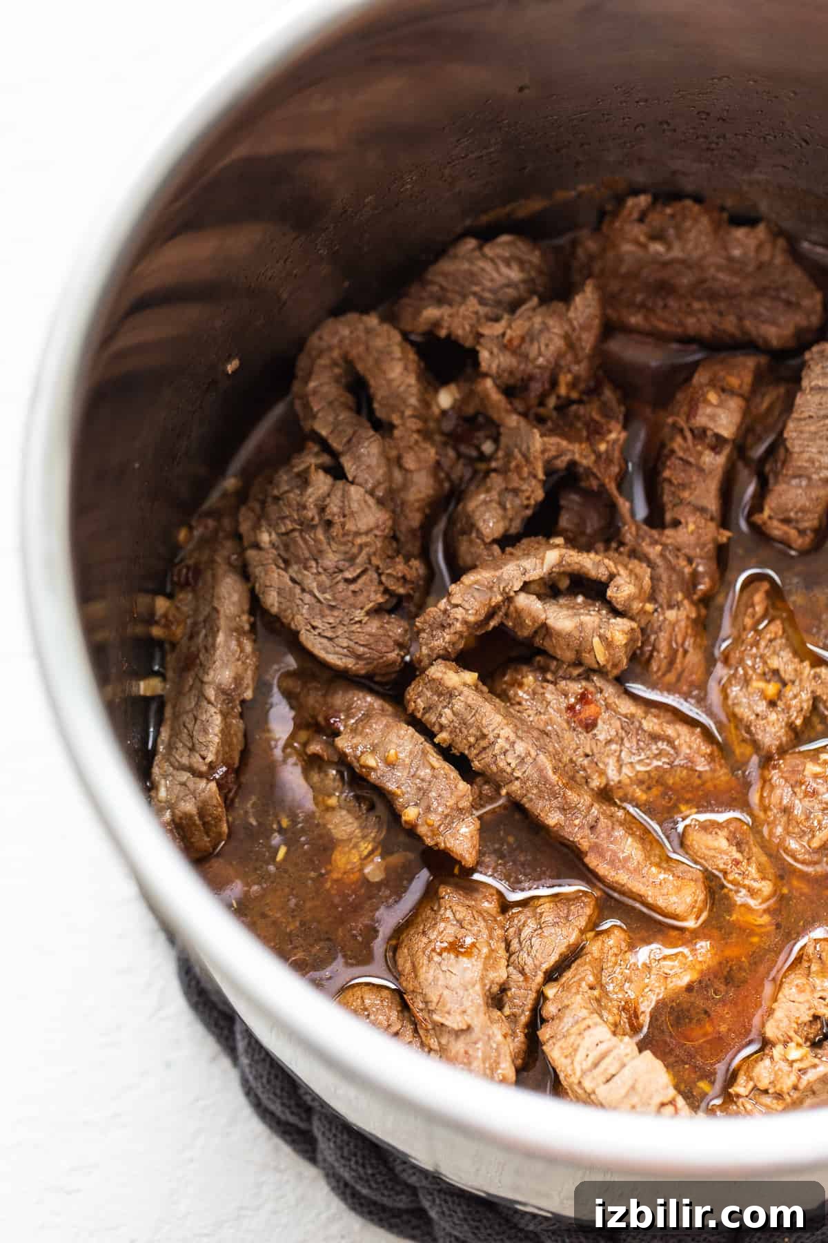 Cooked beef in Instant Pot cooked beef in Instant Pot.