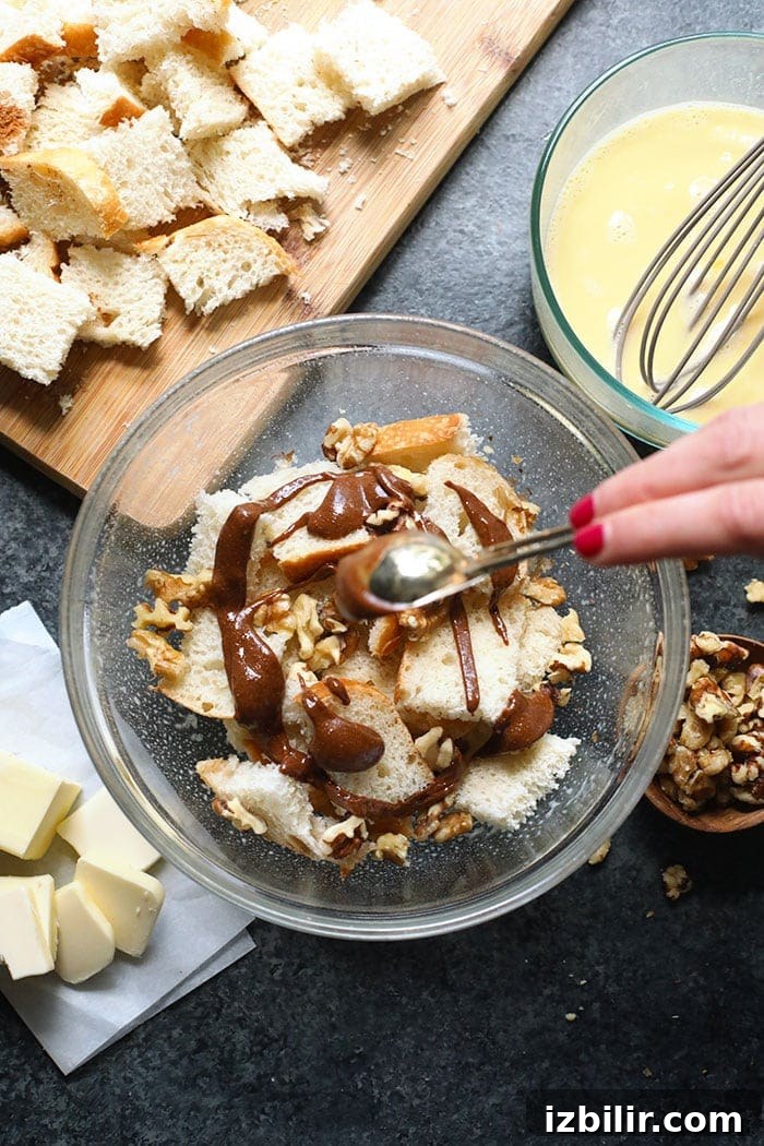 French toast casserole ingredients in a bowl