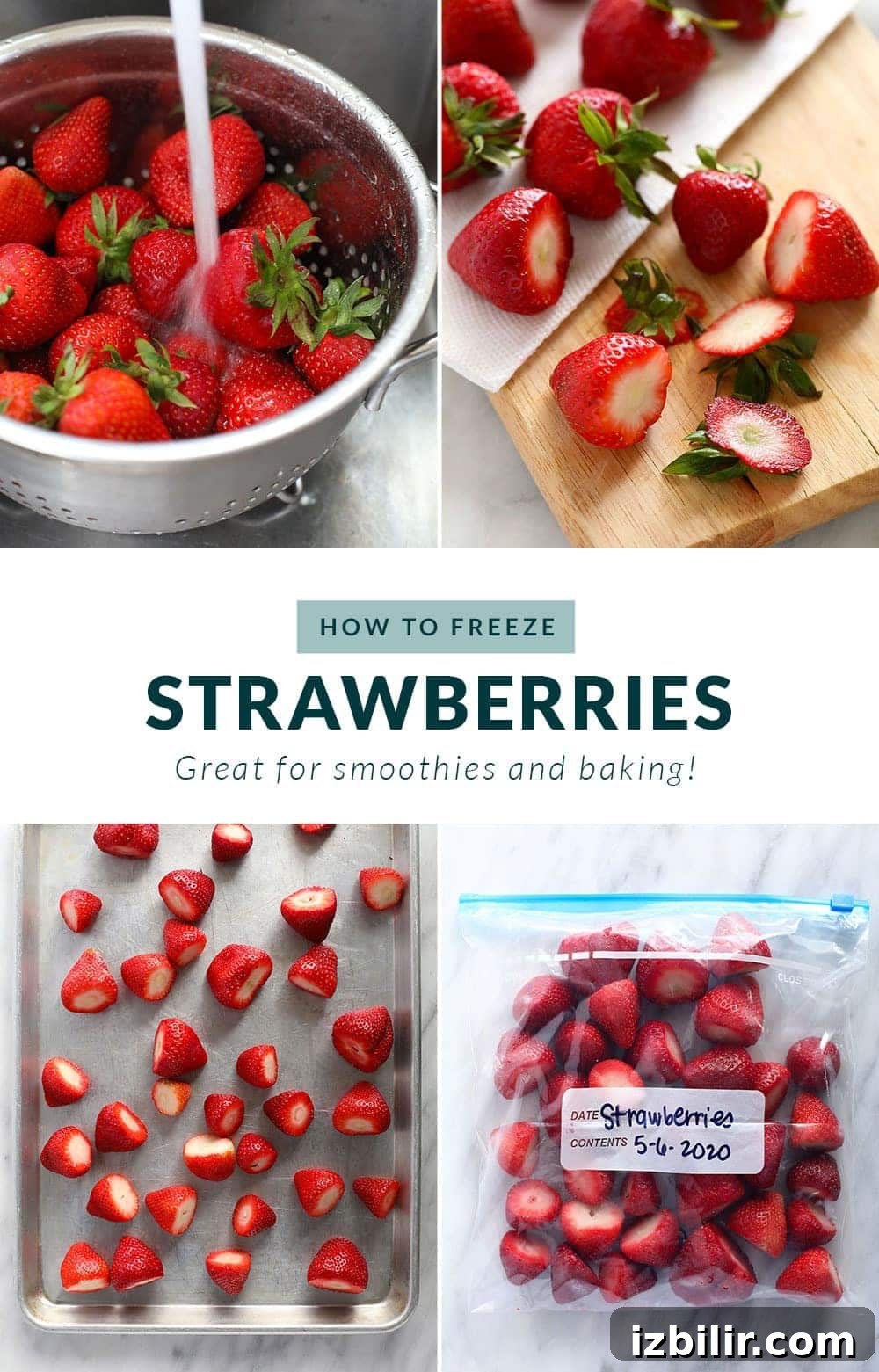 freezing strawberries step by step