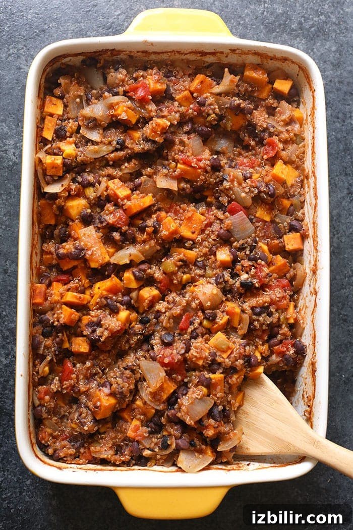 Quinoa sweet potato casserole close-up quinoa casserole