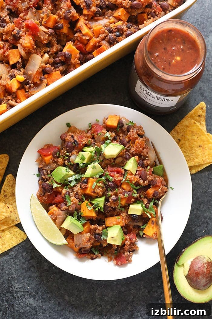 Bowl of quinoa casserole casserole in bowl