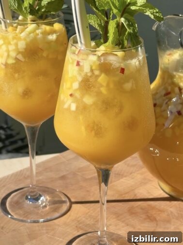 Sangria de Ensalada Salvadoreña in a pitcher with fruit