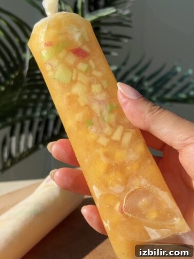 Charamuscas de Ensalada - frozen fruit bags with pineapple and mango