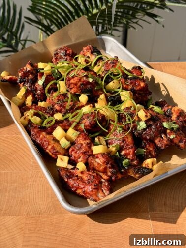 Grilled al pastor chicken wings with pineapple and cilantro