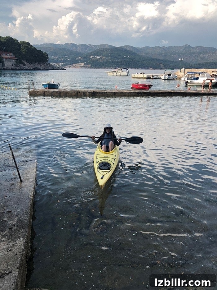 Girl in a kayak in Croatia