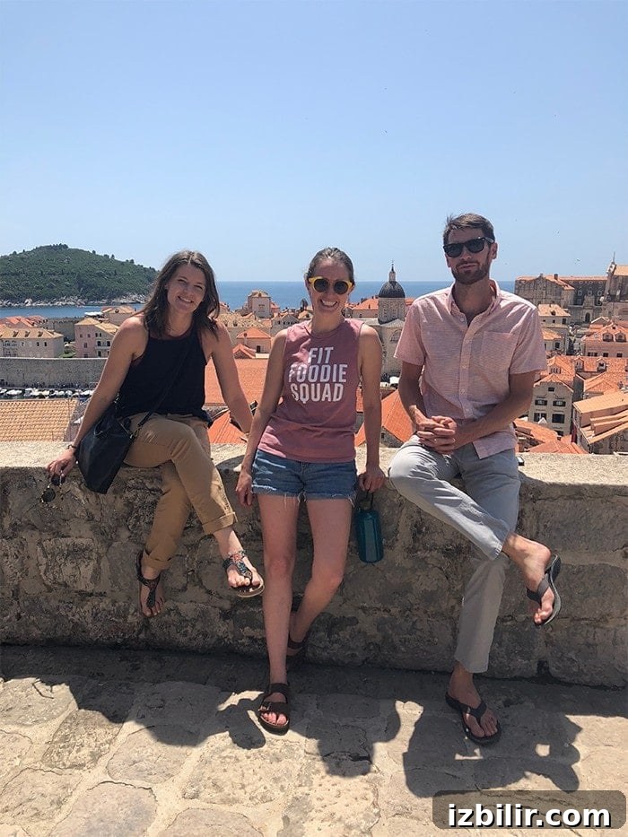 People on a wall in Dubrovnik 