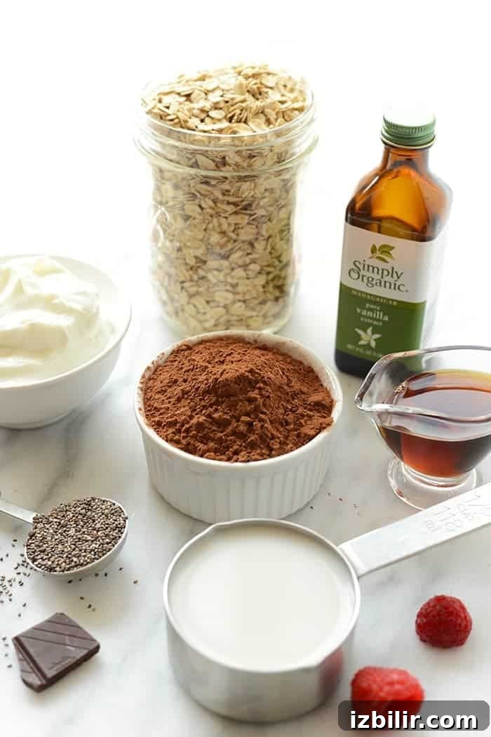 Make-Ahead Creamy Chocolate Overnight Oats Recipe 3 Ingredients for chocolate overnight oats