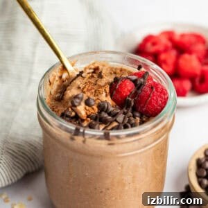Make-Ahead Creamy Chocolate Overnight Oats Recipe 5 Finished chocolate overnight oats served in jars