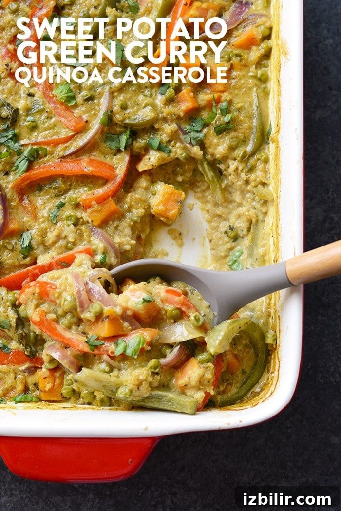 Sweet potato green curry quinoa casserole