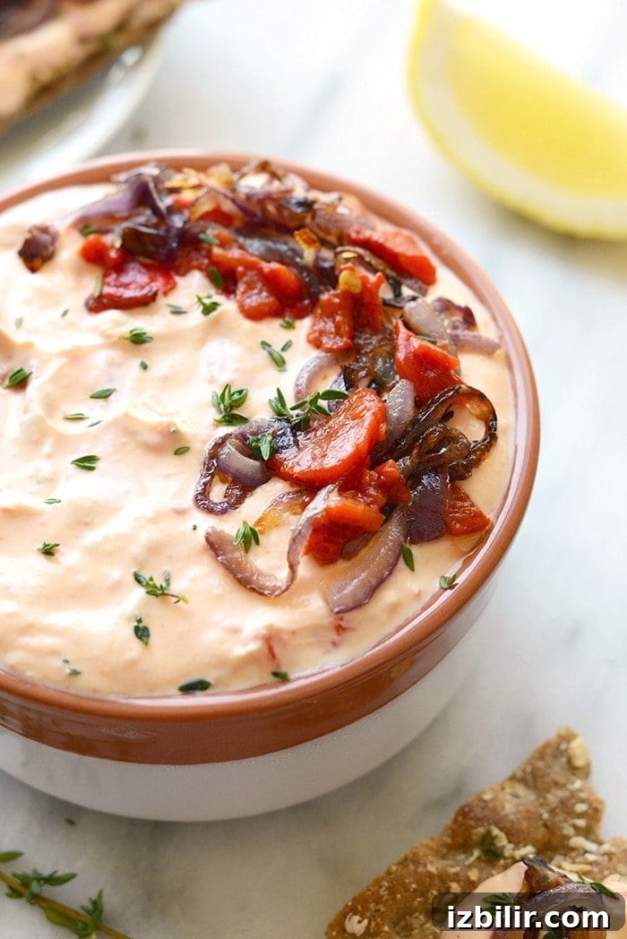 Roasted red pepper goat cheese dip