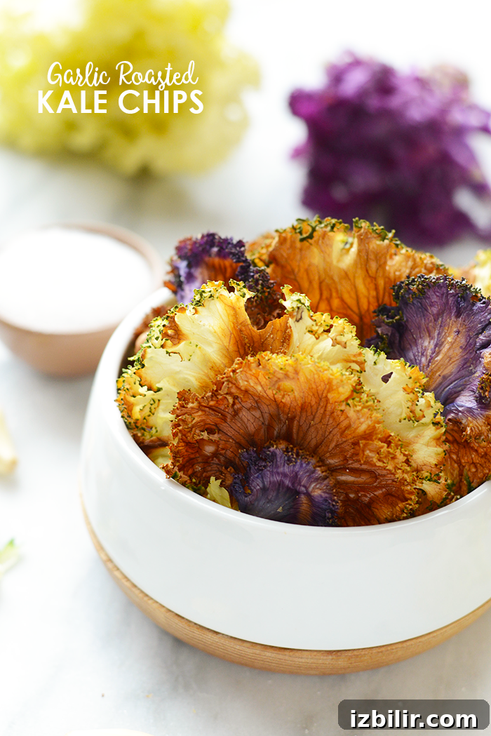Garlic roasted kale chips