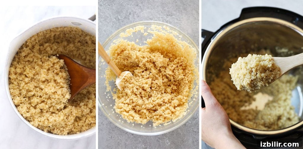 cooked quinoa 3 ways.