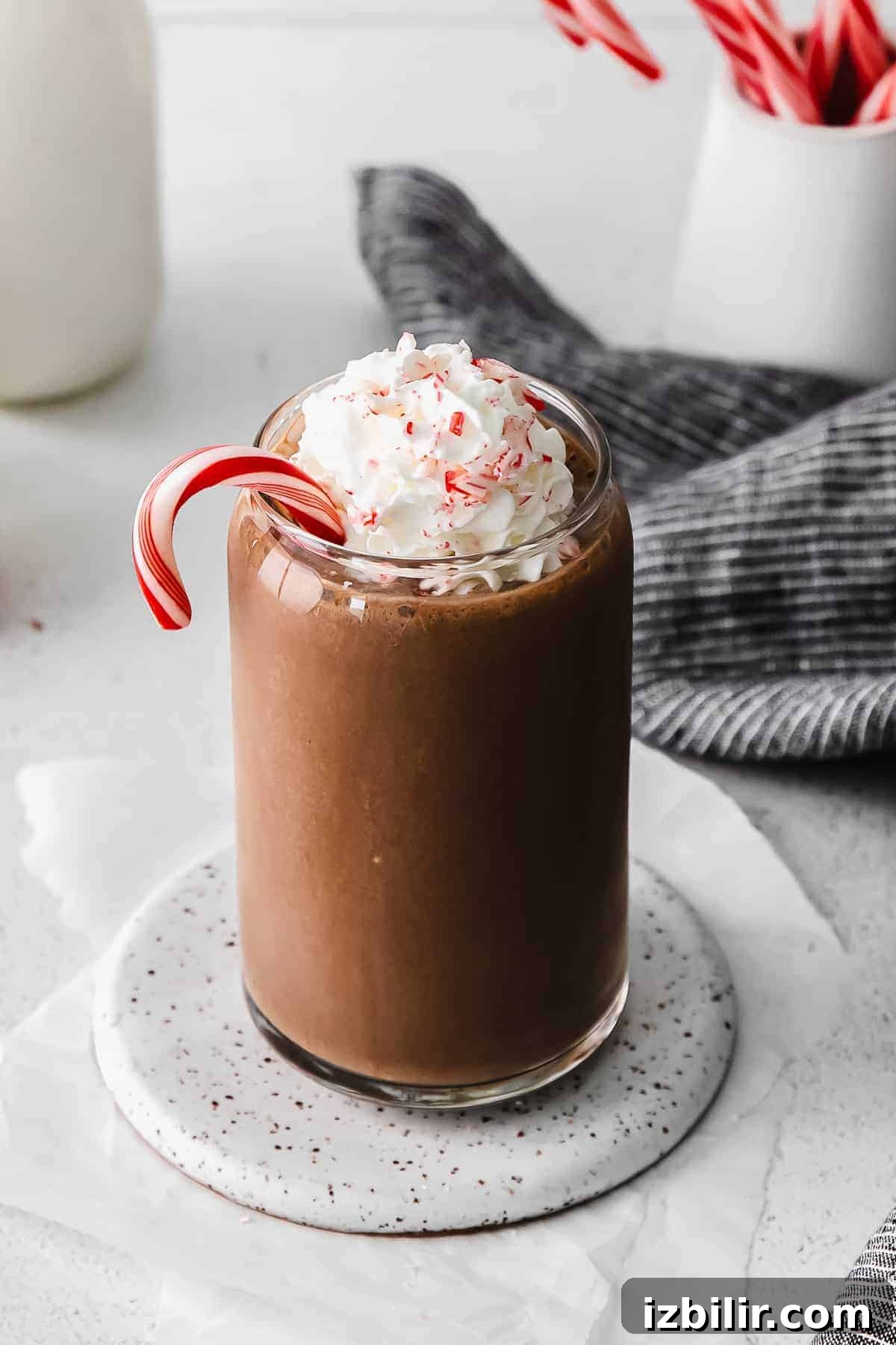 Finished Chocolate Peppermint Protein Shake chocolate peppermint protein shake